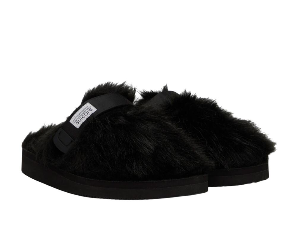 SUICOKE Womens Zavo Faux Fur Slide Clogs Size 7 EU 36 Black Faux Fur NWOB
